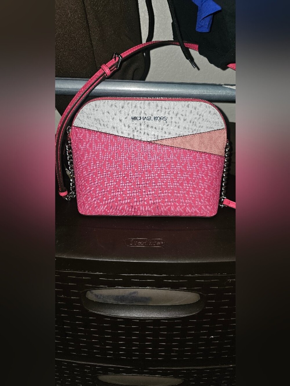 Michael Kors Pink Colorblock Jet Set Travel Logo Crossbody Bag